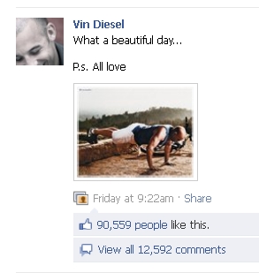 vin diesel facebook likes