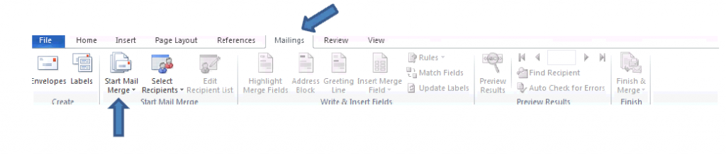 mail merge tool bar