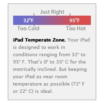 ipad 3 temperature zone